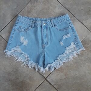 Shein High Rise Distressed Shorts